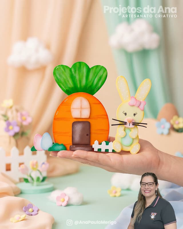 Aplique Casinha de Cenoura com Coelho - Imagem 2