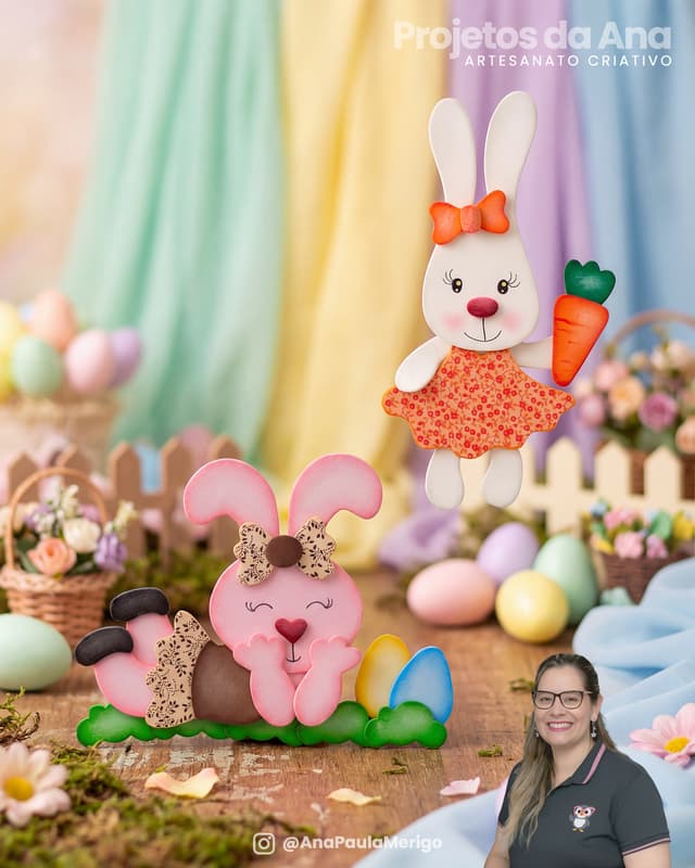 Apliques Coelhinhas Charmosas - Imagem 1