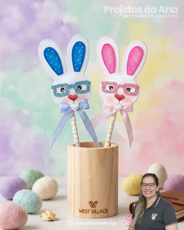 Capa do projeto Ponteira de Páscoa Amora e Theo