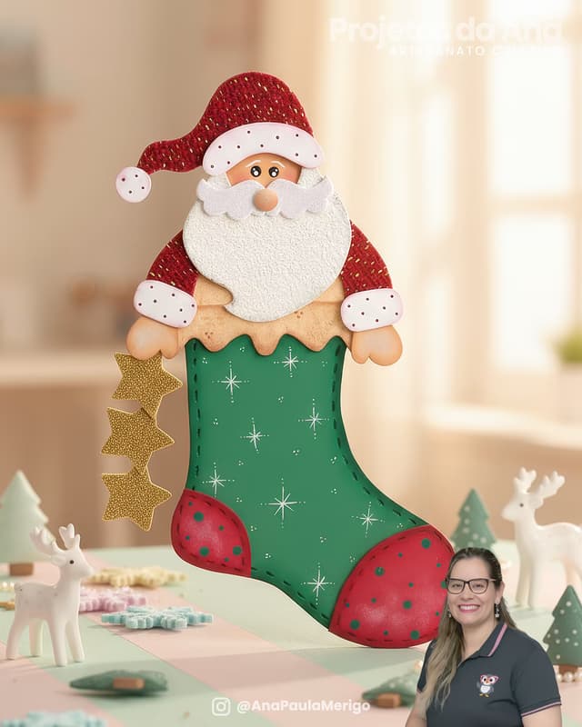 Capa do projeto Enfeite de Porta Bota Papai Noel Feliz