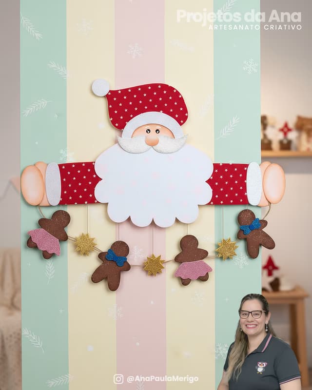 Capa do projeto Enfeite de Porta Placa de Natal Papai Noel e Ginger